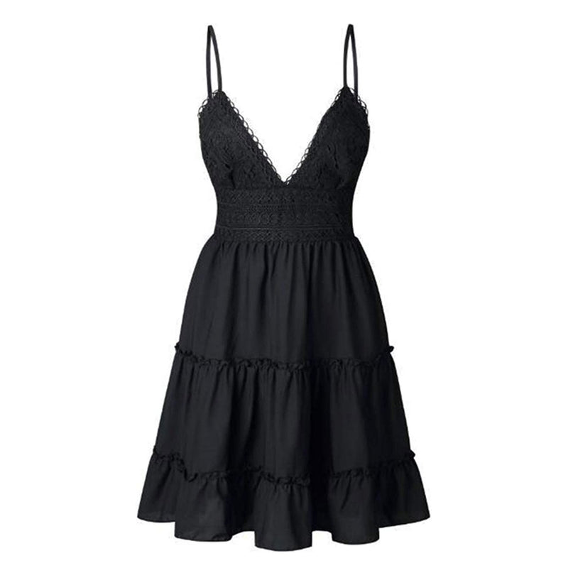 Vrouwen V-hals Spaghetti Strap Jurk