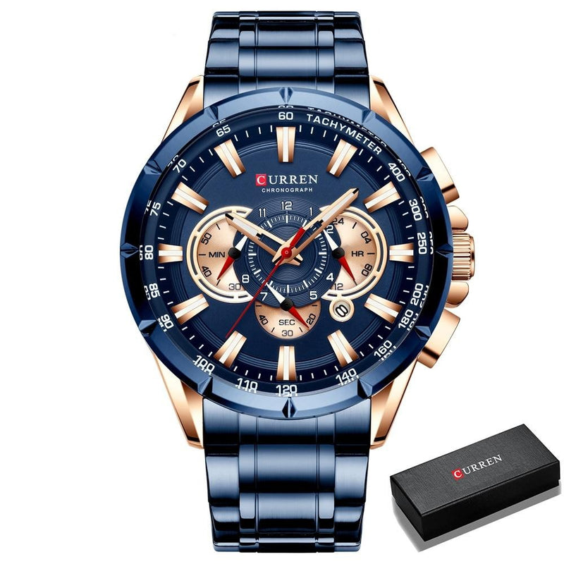 Curren 3 wijzerplaten Chronograaf Luxe Polshorloge