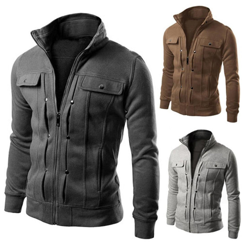 Mannen Zip Up Jasje | Stand Collar Jacket