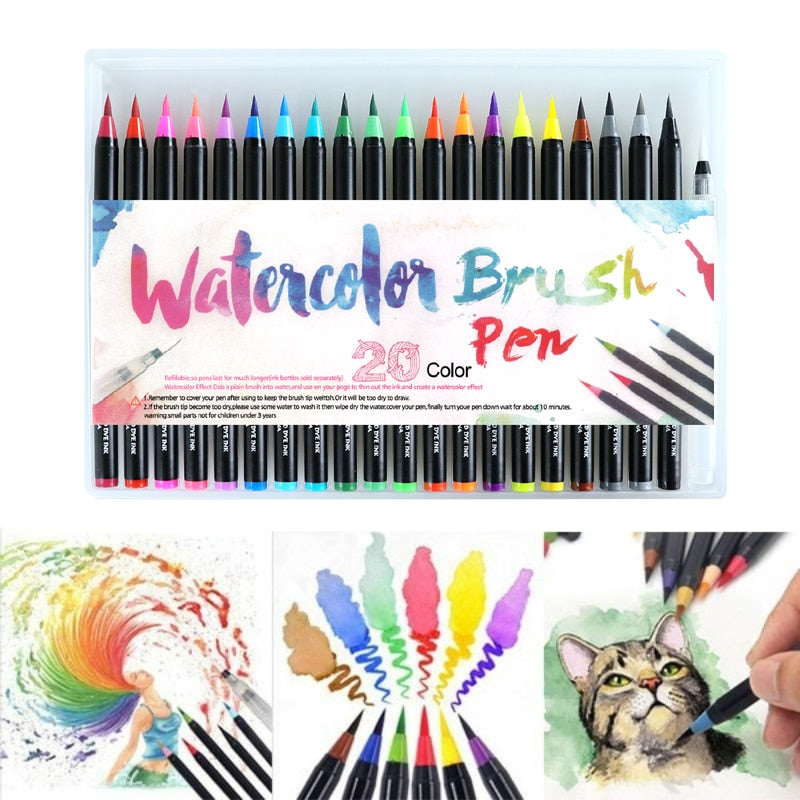 Watercolor Brush Pens (20-piece set) 