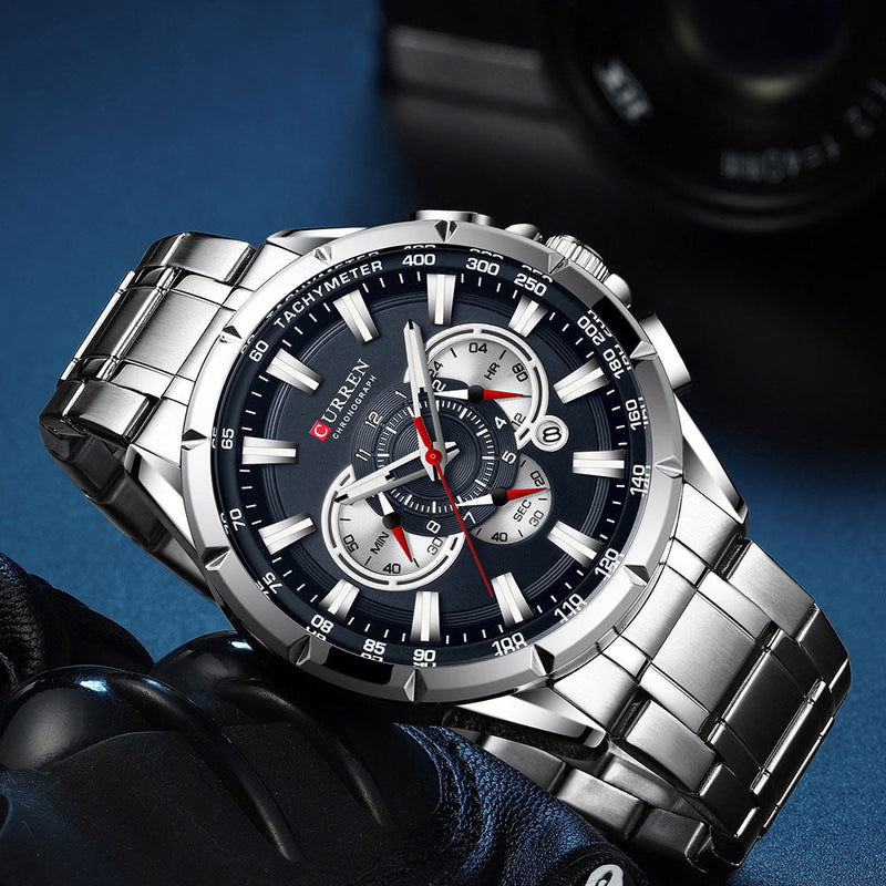 Curren 3 wijzerplaten Chronograaf Luxe Polshorloge