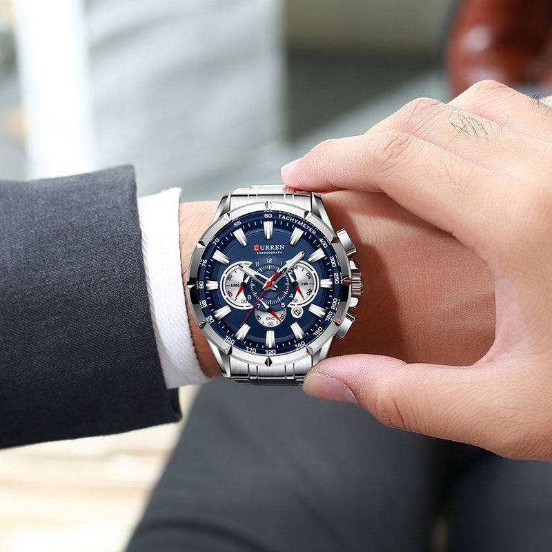 Curren 3 wijzerplaten Chronograaf Luxe Polshorloge