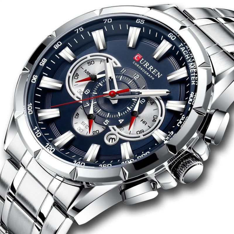 Curren 3 wijzerplaten Chronograaf Luxe Polshorloge