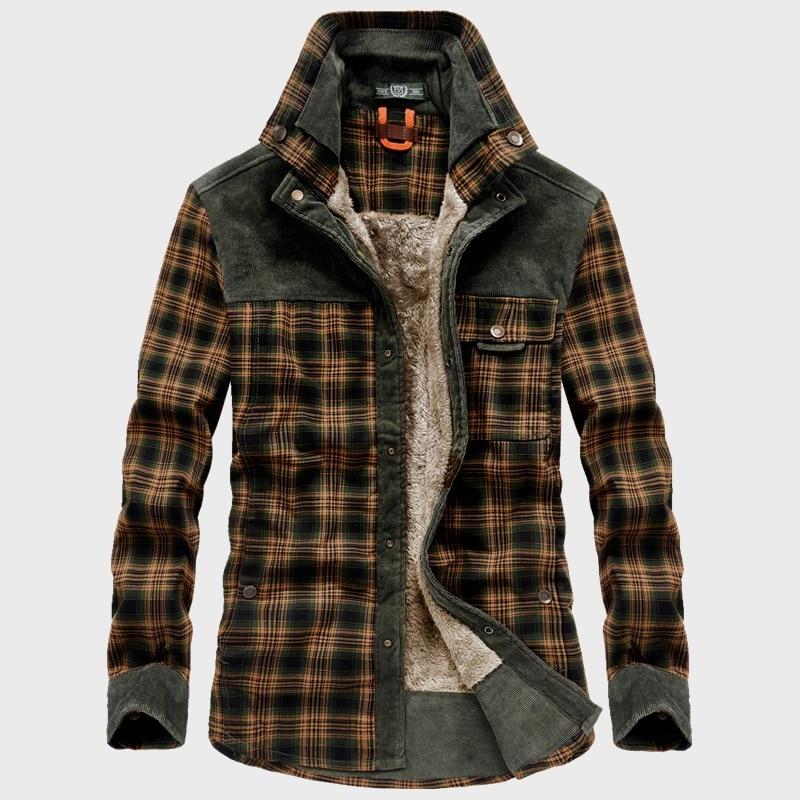 Flannel checked winter coat