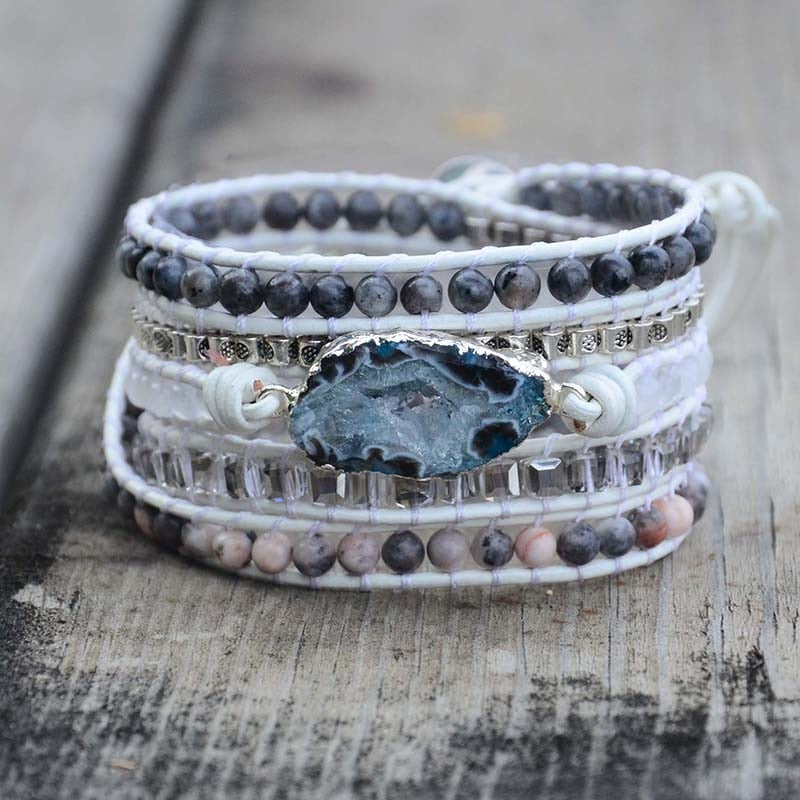 Magische Labradoriet & Druzy Kristal Gevlochten Armband