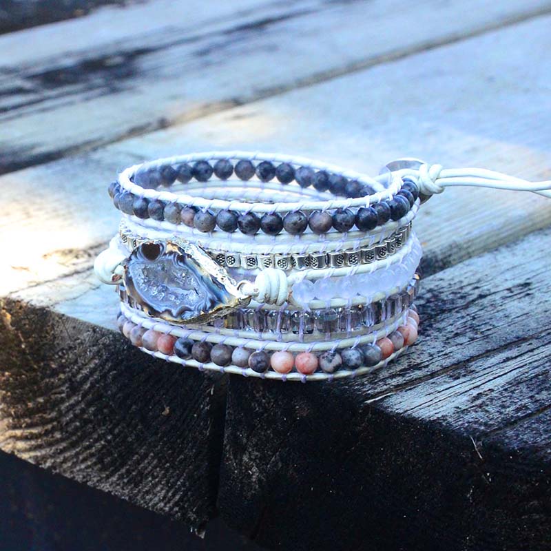 Magische Labradoriet & Druzy Kristal Gevlochten Armband