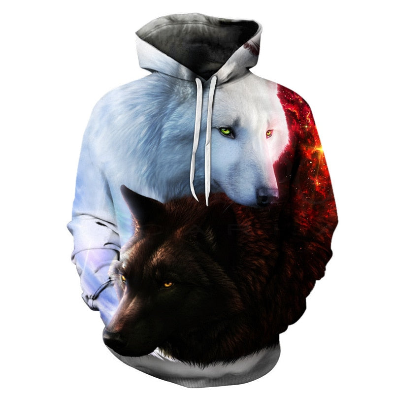 Witte en Zwarte Wolf Hoodie