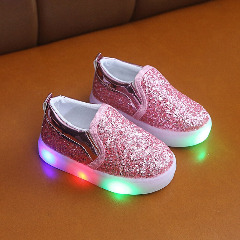 LED-glitter kinderen sneakers