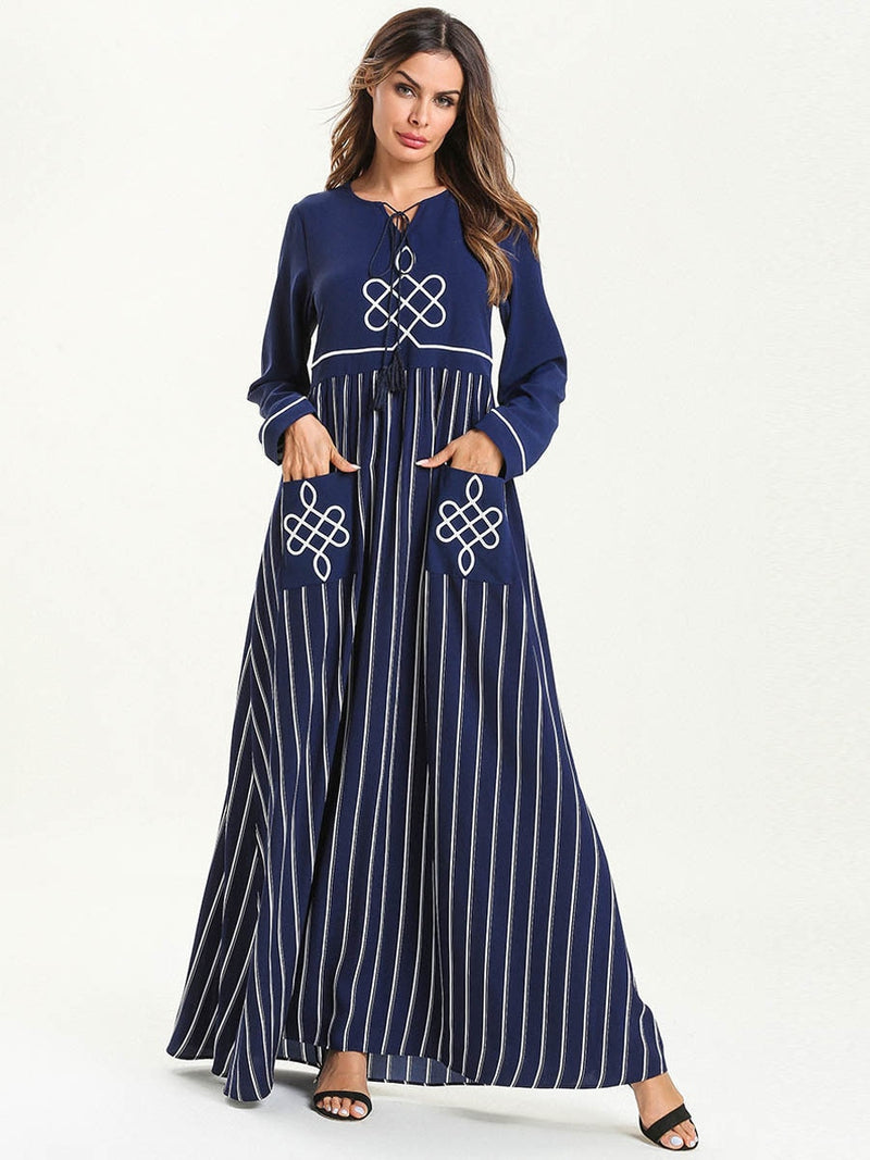 Kaftan Maxi Jurk Met Lange Mouwen