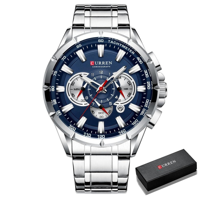 Curren 3 wijzerplaten Chronograaf Luxe Polshorloge