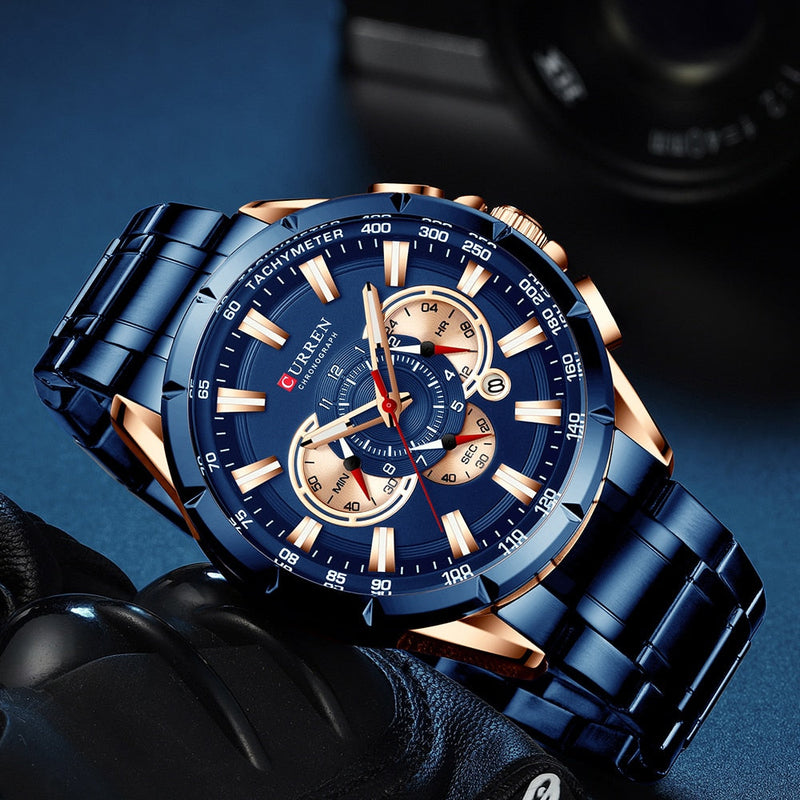 Curren 3 wijzerplaten Chronograaf Luxe Polshorloge