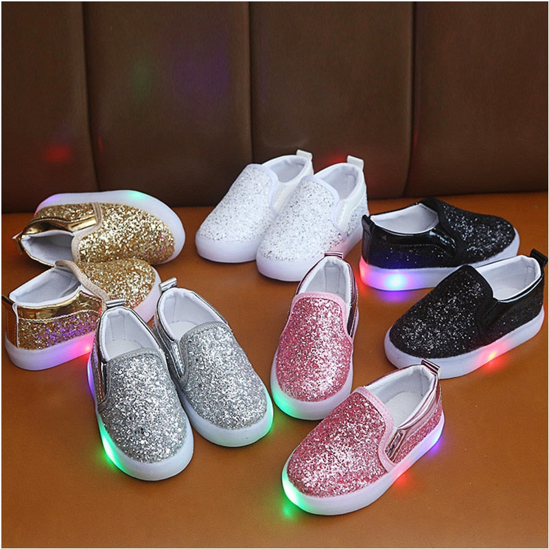 LED-glitter kinderen sneakers