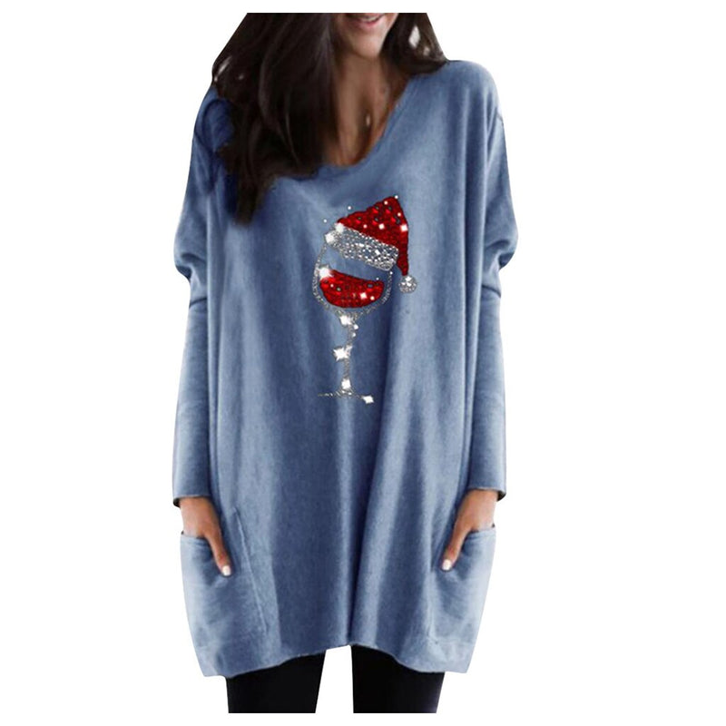 Wijn & kerstmuts Sweatshirt voor vrouwen