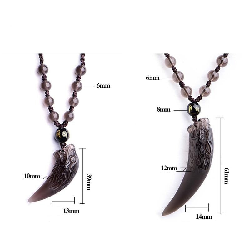 Obsidiaan Wolf Tand Hanger Ketting