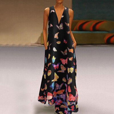 Vlinder Mouwloze Maxi Jurk