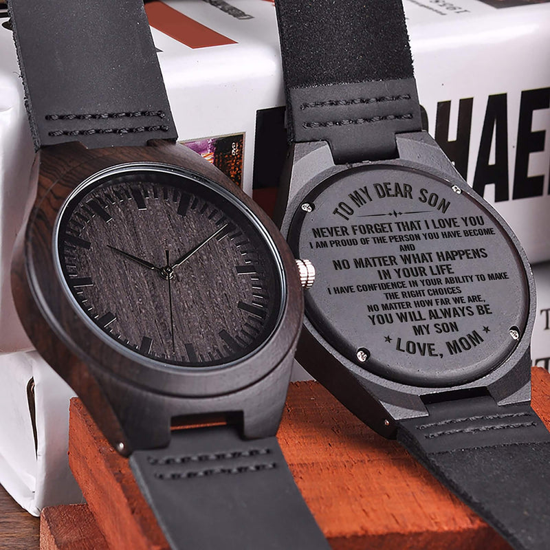 You Will Always Be My Son Engraved Wooden Watch