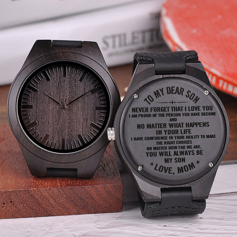 You Will Always Be My Son Engraved Wooden Watch