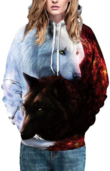 Witte en Zwarte Wolf Hoodie