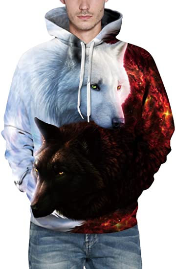 Witte en Zwarte Wolf Hoodie