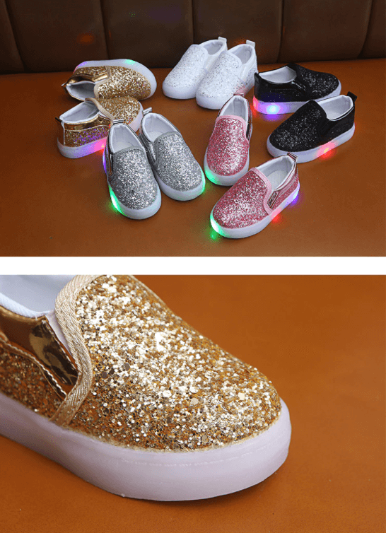 LED-glitter kinderen sneakers