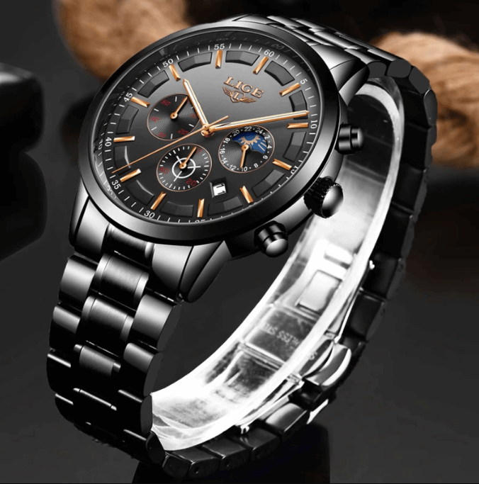 Military Black Steel Horloge