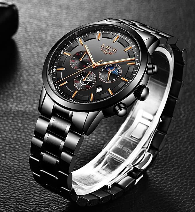 Military Black Steel Horloge