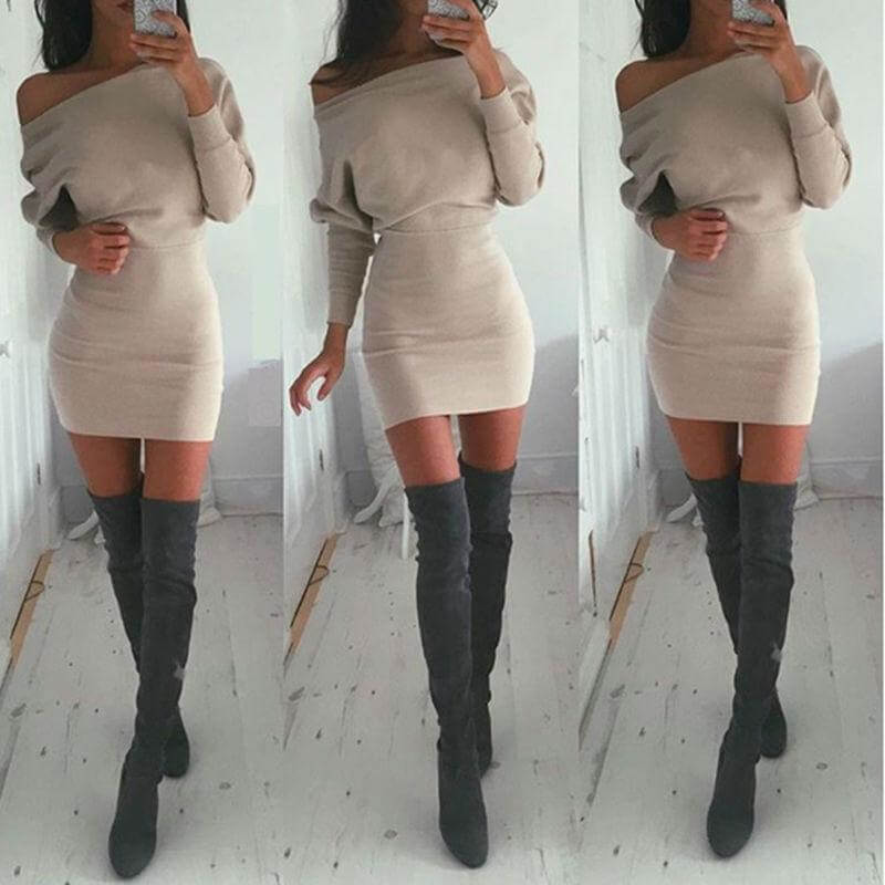 Women's Winter Off Shoulder Long Sleeve