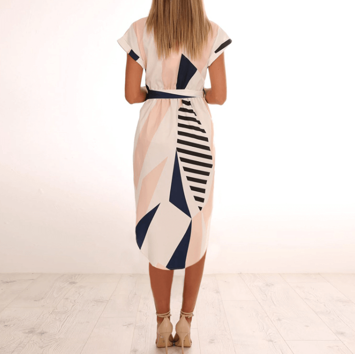 Bedrukte Asymmetrische Midi Jurk