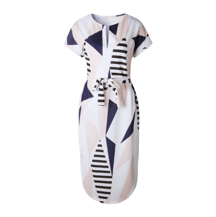 Bedrukte Asymmetrische Midi Jurk