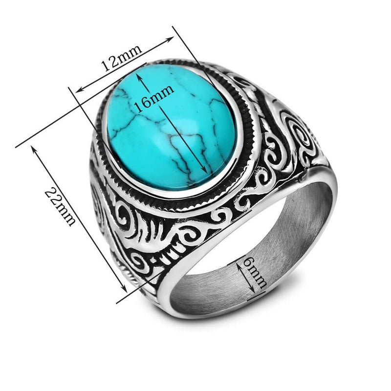 Mannen Vintage Turquoise Stone Ring