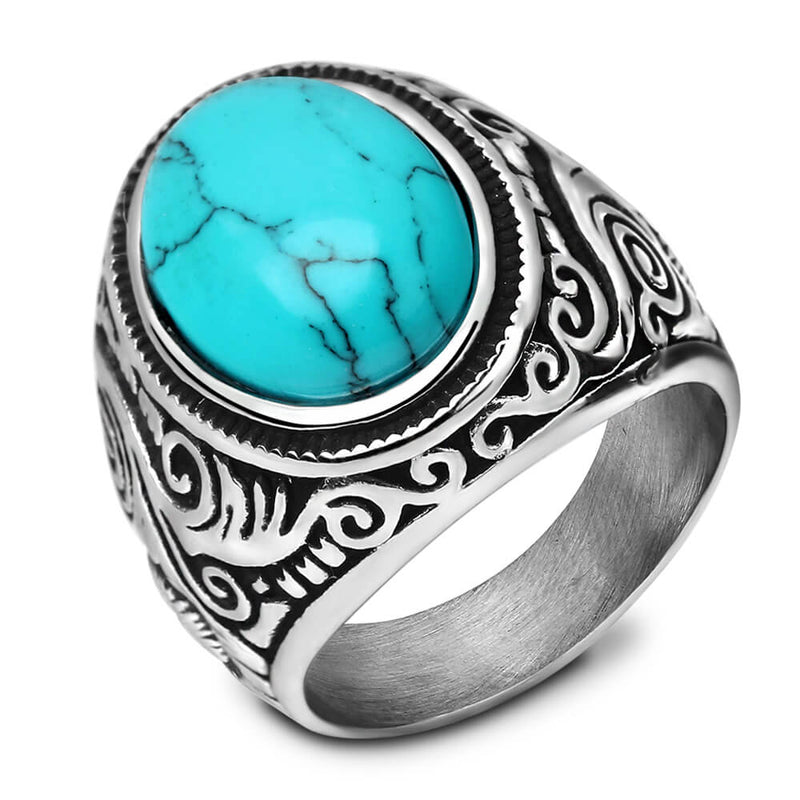 Mannen Vintage Turquoise Stone Ring