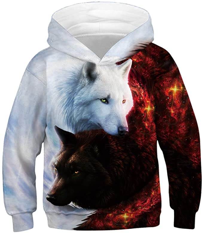 Witte en Zwarte Wolf Hoodie