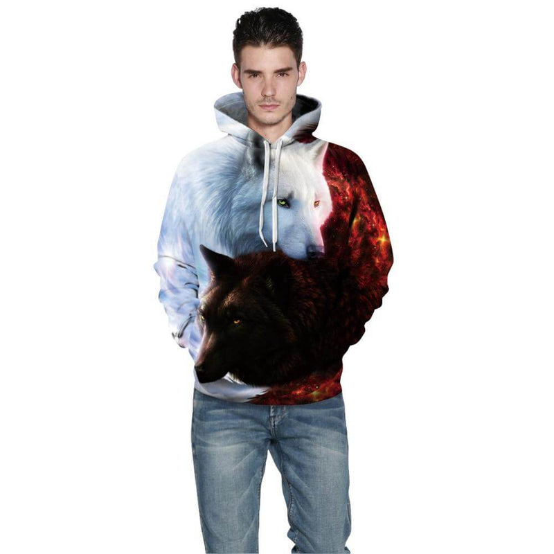 Witte en Zwarte Wolf Hoodie